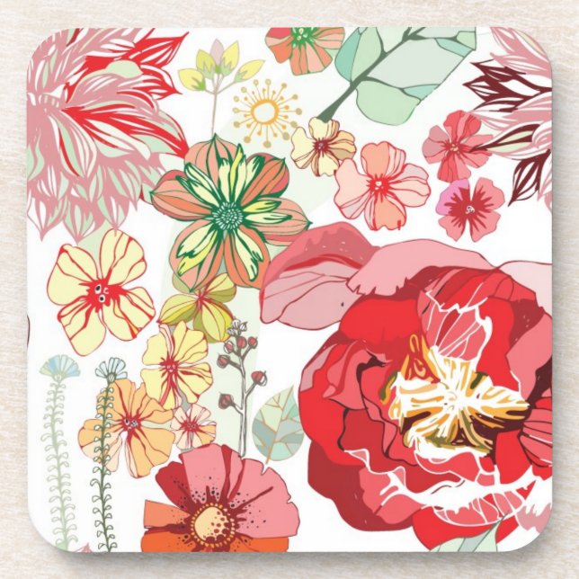 Posavasos Modelo con las flores rojas (Frente)