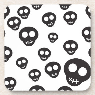 Posavasos Modelo con los cráneos negros en blanco
