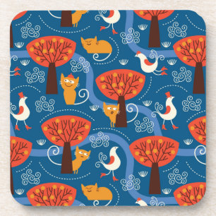 Posavasos modelo con los gatos y los pájaros lindos
