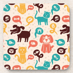 Posavasos Modelo con los gatos y los perros divertidos