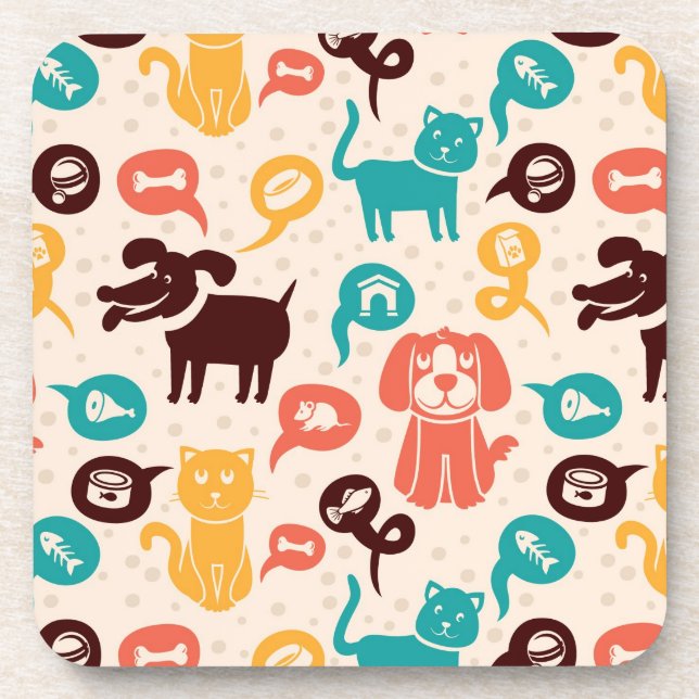Posavasos Modelo con los gatos y los perros divertidos (Frente)