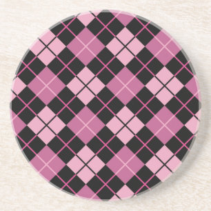 Posavasos Modelo de Argyle en negro y rosa