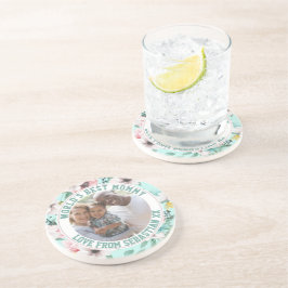 Posavasos Modelo de flor de plantilla de fotografía personal