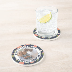 Posavasos Modelo de flor de plantilla de fotografía personal