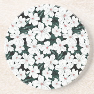 Posavasos Modelo de flores tropical blanco