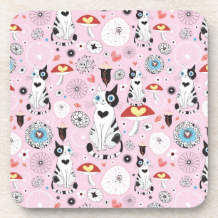 Posavasos modelo de gatos y de flores