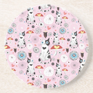 Posavasos modelo de gatos y de flores