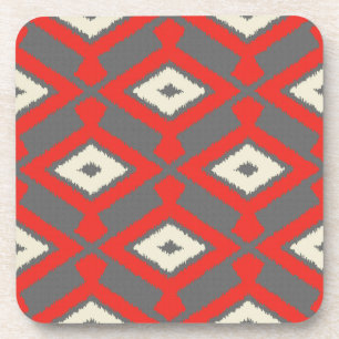 Posavasos Modelo de Ikat - rojo, gris y beige