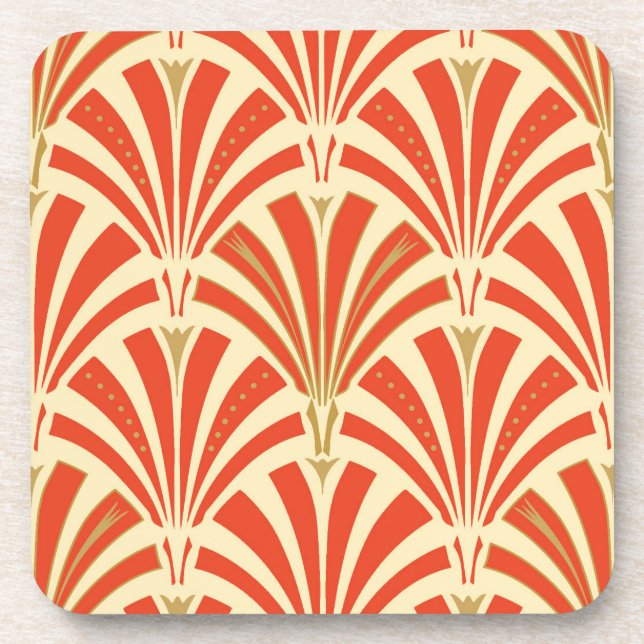 Posavasos Modelo de la fan del art déco - mandarina (Frente)