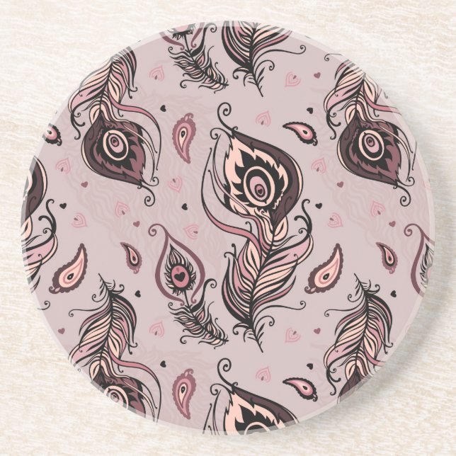 Posavasos Modelo de la pluma del pavo real (Frente)