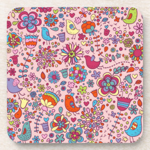 Posavasos Modelo de la primavera con las flores coloridas