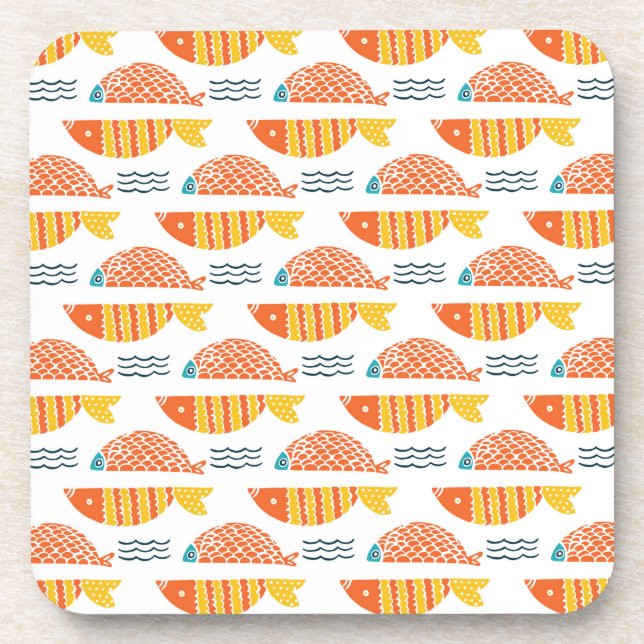 Posavasos Modelo de los pescados de la natación del arte (Frente)