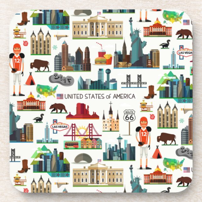 Posavasos Modelo de los símbolos de Estados Unidos (Frente)