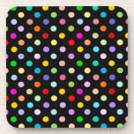Posavasos Modelo de lunar negro del arco iris<br><div class="desc">polca, punto, puntos, lindo, retros, arco iris, arco iris puntos, arco iris polca puntos, negro, enrrollado, los años 50, diseñador, cubierta, cubiertas, fresco, de moda, diversión, diseño, manzana, colores, color, casamata, casos, polca puntos, polca punto, puntos, manchado, manchados, vintage, femenino, alegre, alegre, feliz, 50s, colorido, multicolor, multicolor, colorido, multicolor, adolescente...</div>