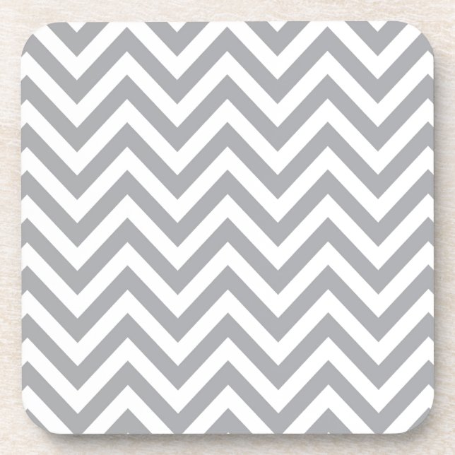 Posavasos Modelo de zigzag gris y blanco de Chevron (Frente)