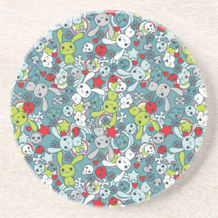 Posavasos modelo del azul del kawaii