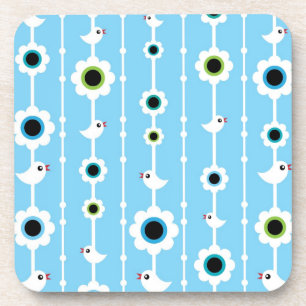 Posavasos modelo del azul del pájaro y de las flores