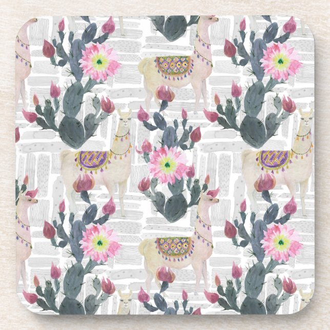 Posavasos Modelo del cactus de la acuarela (Frente)
