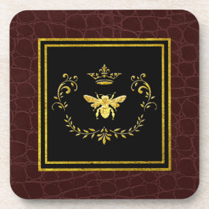 Posavasos Modelo del cuero de la corona de la abeja del oro