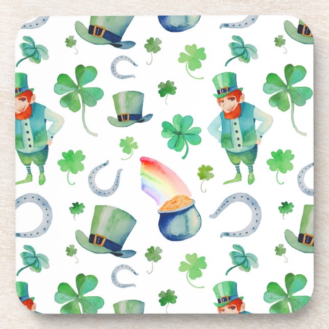 Posavasos Modelo del día de St Patrick de la acuarela (Frente)