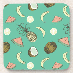 Posavasos Modelo del Doodle de la fruta tropical