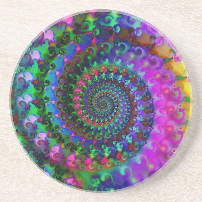 Posavasos Modelo del fractal del arco iris del hippy (Frente)