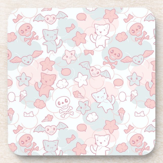 Posavasos modelo del kawaii con doodle (Frente)