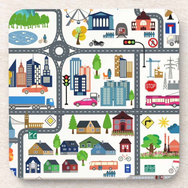 Posavasos Modelo del mapa de la ciudad (Frente)