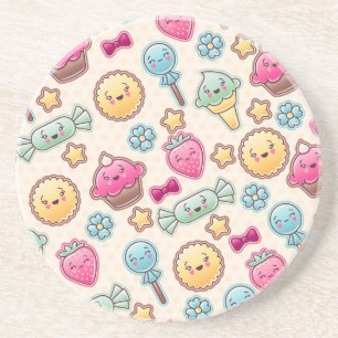 Posavasos Modelo del niño de Kawaii con doodles lindos