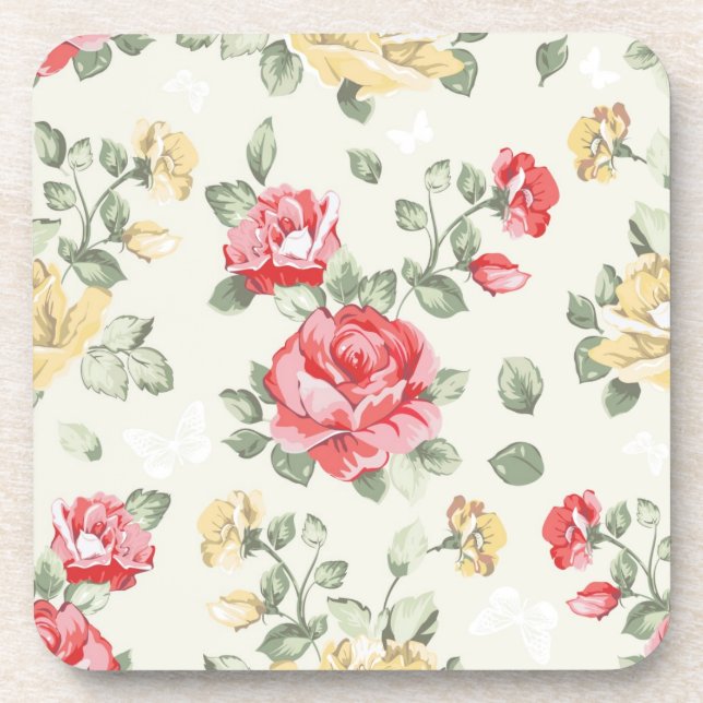 Posavasos Modelo del papel pintado de la elegancia de rosas (Frente)