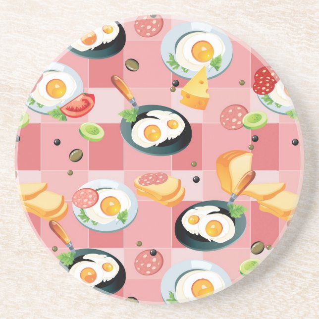 Posavasos Modelo del tomate y de los huevos fritos (Frente)