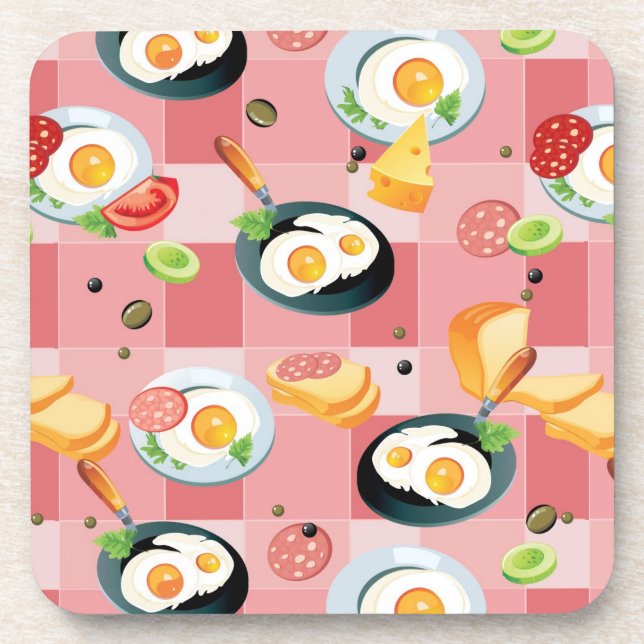 Posavasos Modelo del tomate y de los huevos fritos (Frente)