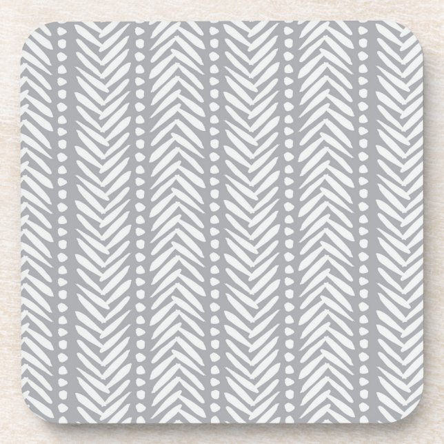 Posavasos Modelo dibujado mano gris de Chevron (Frente)