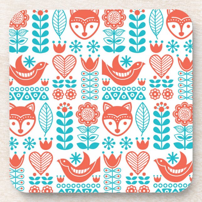 Posavasos Modelo finlandés del arte popular del Fox y del (Frente)