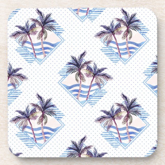 Posavasos Modelo geométrico púrpura de la palmera de la (Frente)