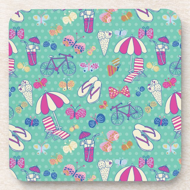 Posavasos Modelo hermoso con los elementos del verano (Frente)