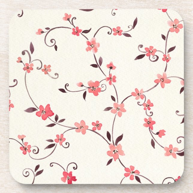 Posavasos Modelo inconsútil de la acuarela con la primavera (Frente)