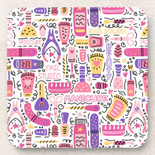 Posavasos Modelo lindo de la manicura del Doodle