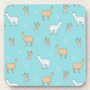 Posavasos Modelo lindo del cactus de la llama de la alpaca