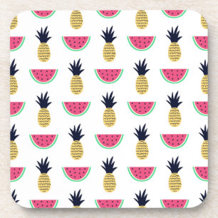 Posavasos Modelo lindo del Doodle de la piña y de la sandí