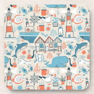 Posavasos Modelo lindo del Doodle de Mar del Norte