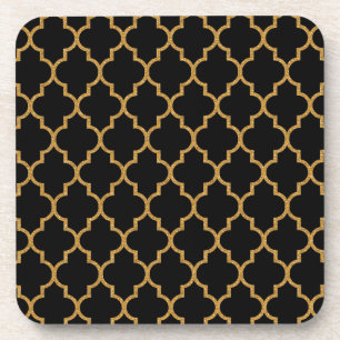 Posavasos Modelo negro de Quatrefoil del oro