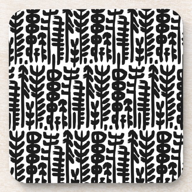 Posavasos Modelo negro del árbol del movimiento de la tinta (Frente)