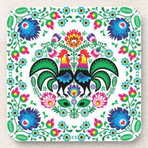 Posavasos Modelo polaco cuadrado del gallo
