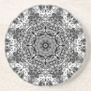 Posavasos Modelo redondo decorativo blanco y negro