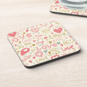 Posavasos Modelo romántico con los corazones y los labios