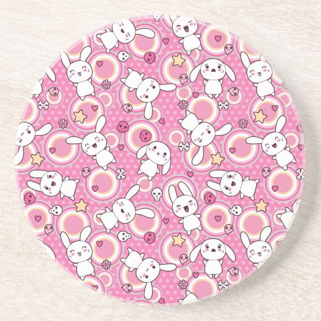 Posavasos modelo rosado del kawaii (Frente)