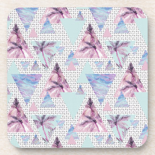 Posavasos Modelo rosado y azul de la acuarela de la palmera