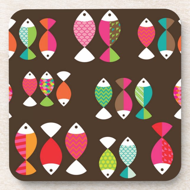 Posavasos Modelo subacuático 2 de los pescados retros (Frente)