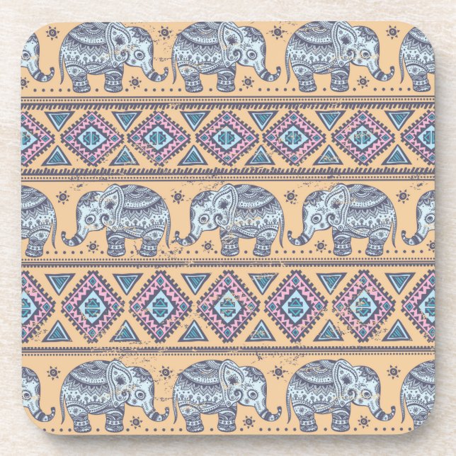 Posavasos Modelo tribal del elefante étnico azul (Frente)